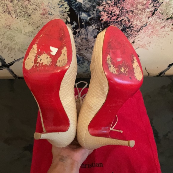 Christian Louboutin python beige sz 38 but fits 37 - Picture 5 of 5